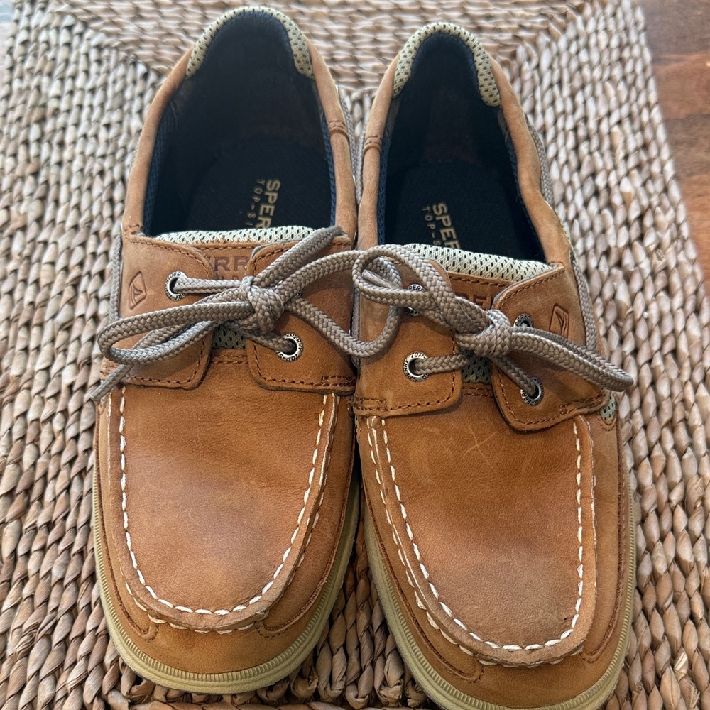 Sperry Leather Tan and Navy Boat Shoes - Picture 5 of 6